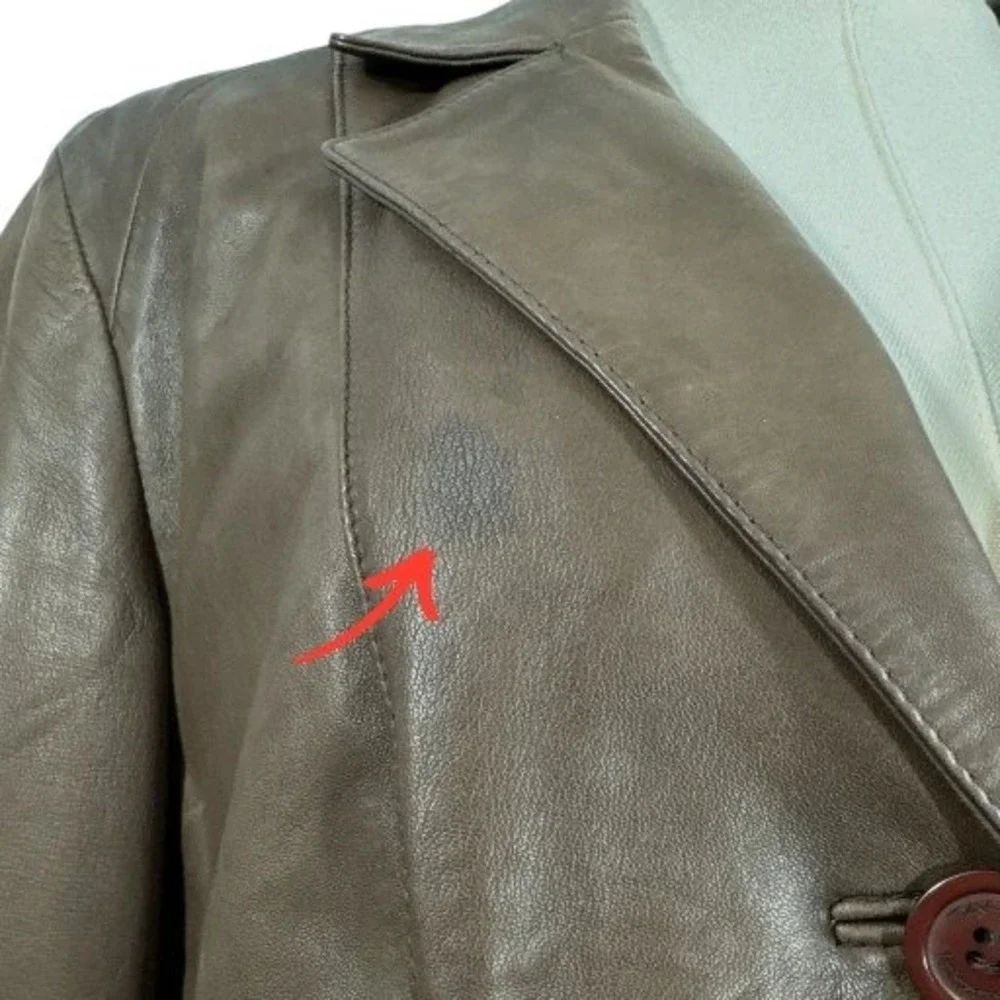 Tahari Leather‎ Blazer Jacket Womens Size L Brown Button Up Long Sleeve Career